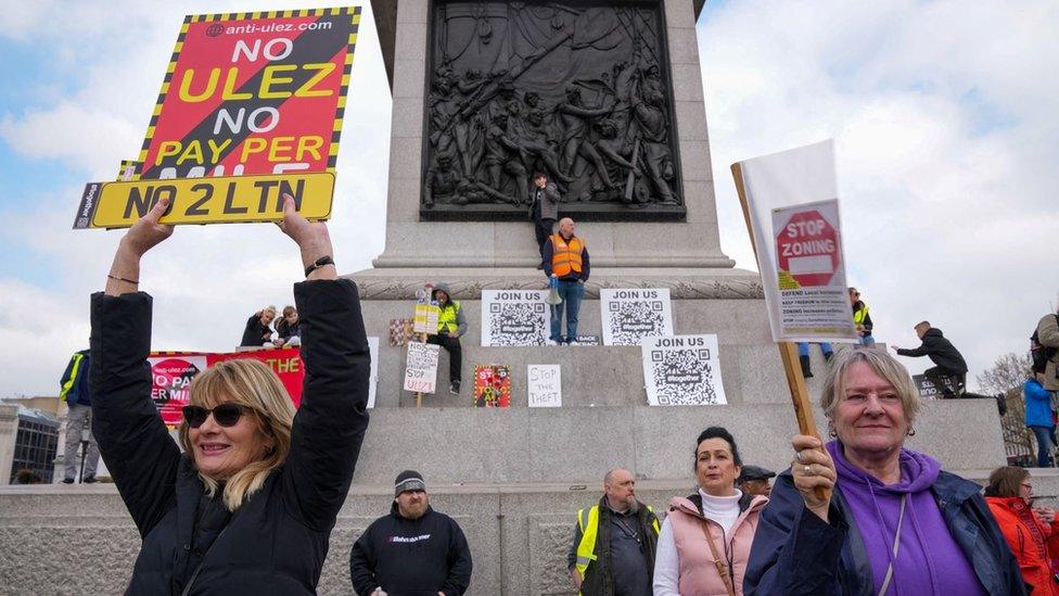 Demonstrators in Trafalgar Square on 15 April