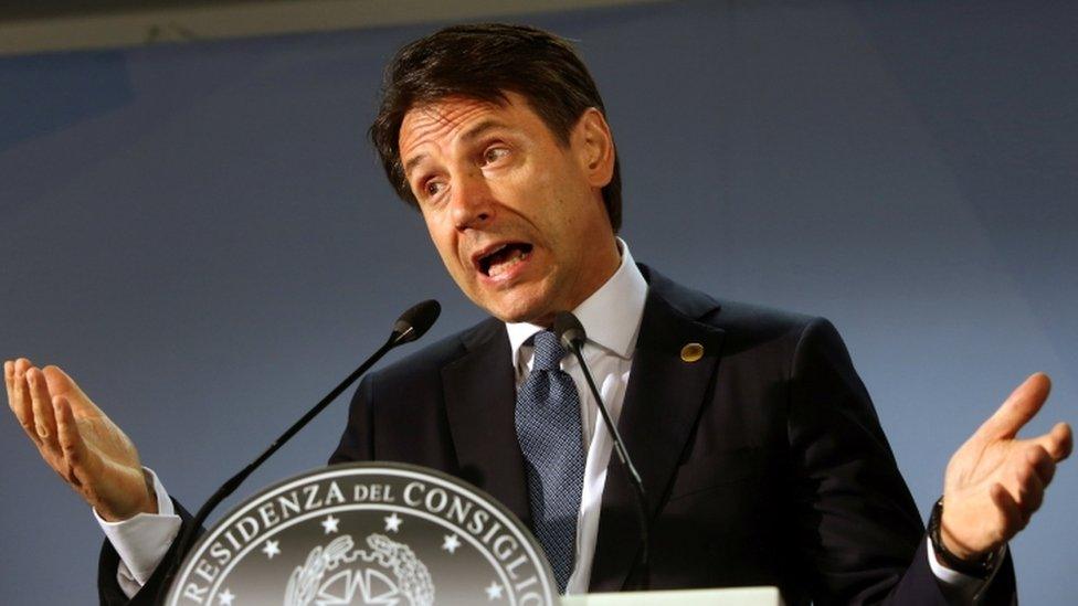 Italian Prime Minister Giuseppe Conte addresses a news conference during an European Union leaders summit in Brussels