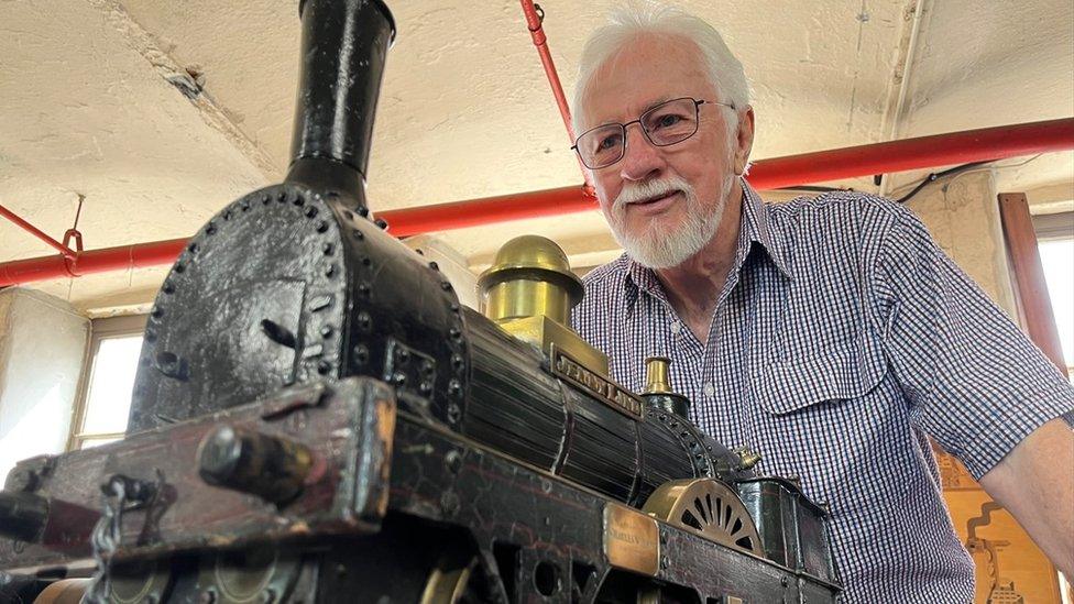 Rod Wilson pictured with his great-grandfather's model