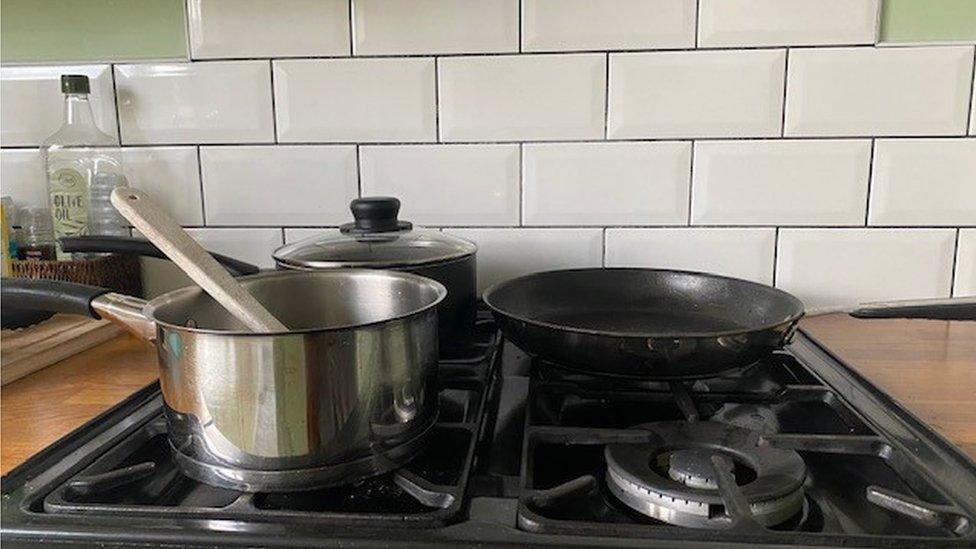 Pans on hob