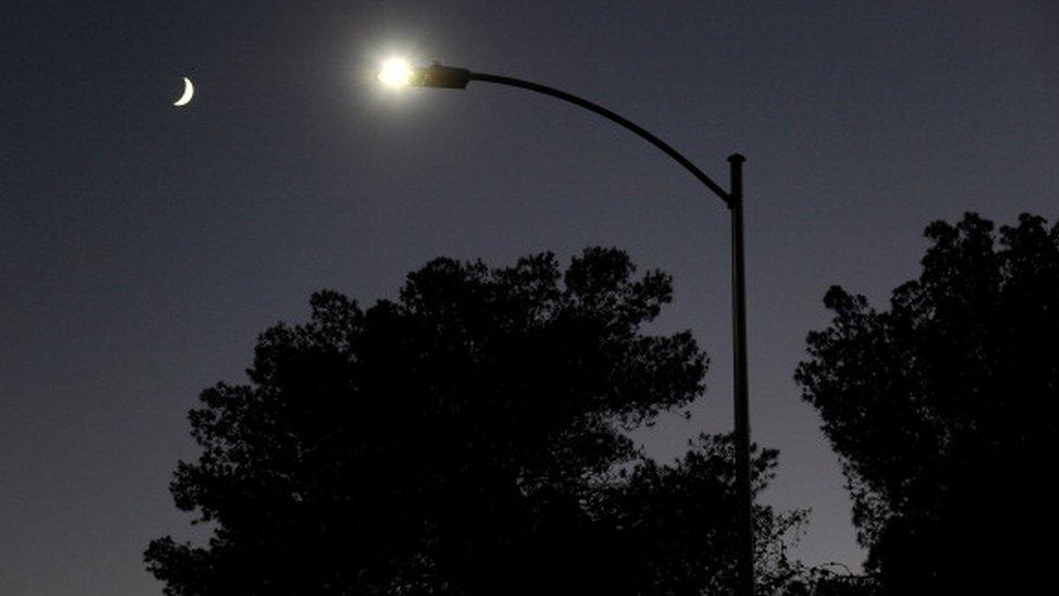 A street light at night