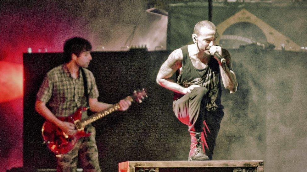 Ben on stage with Linkin Park