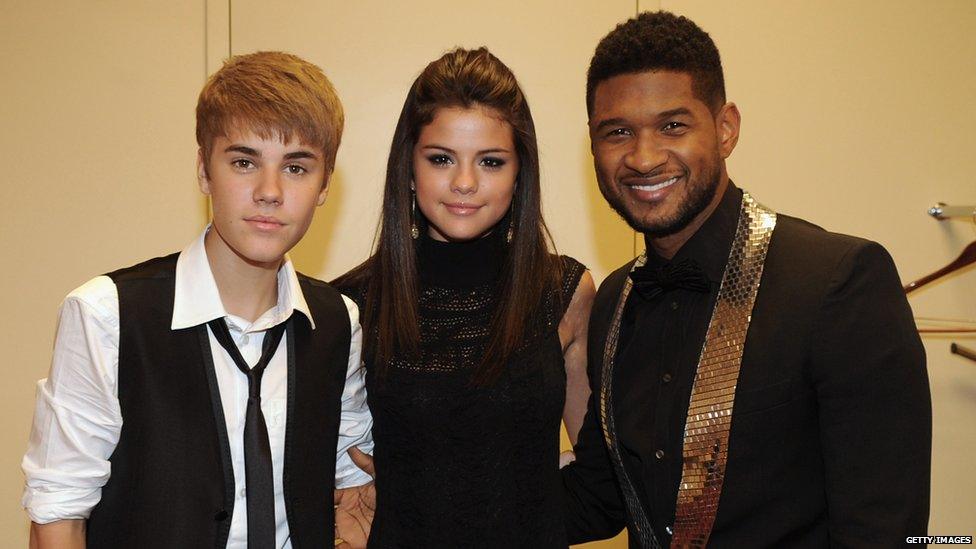 Justin Bieber, Selena Gomez and Usher