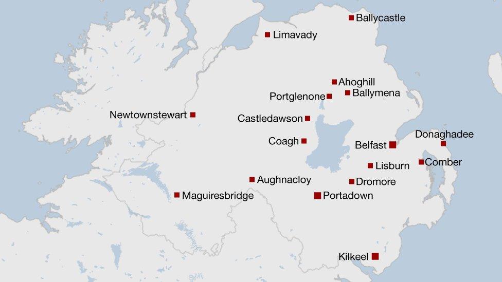 Map showing Twelfth parade venues