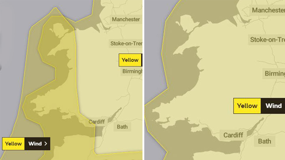 Weather graphic showing affected areas in Wales