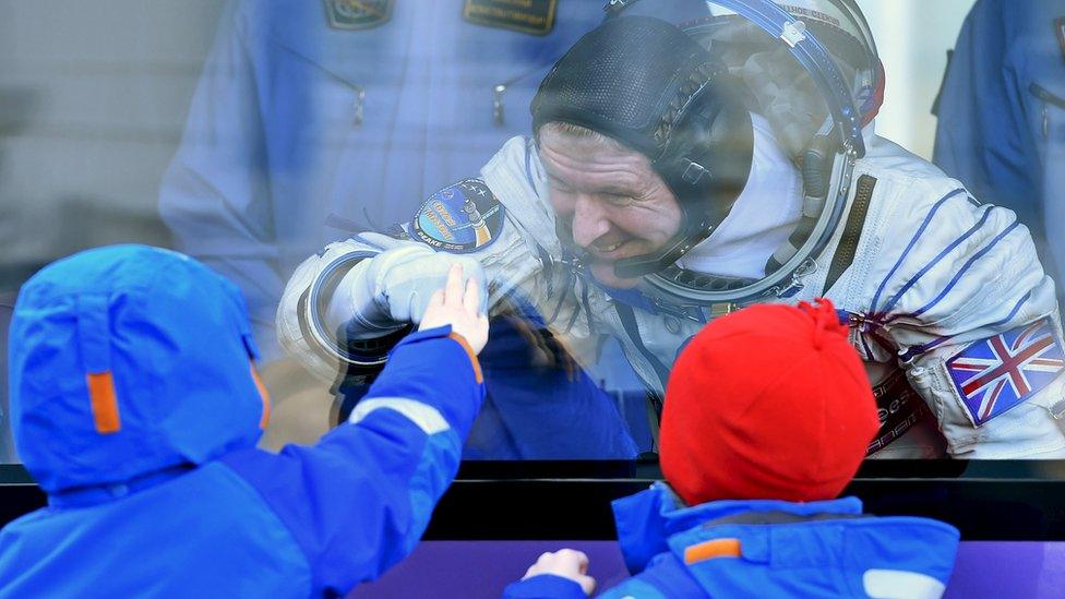 Tim Peake says goodbye to his two young sons