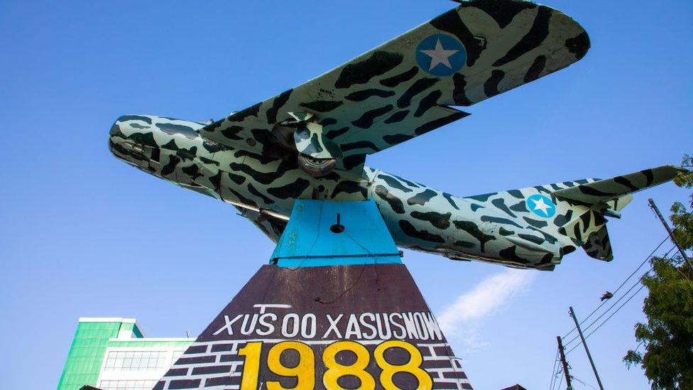 A Mig jet fighter commemorates Somaliland's breakaway from the rest of Somalia