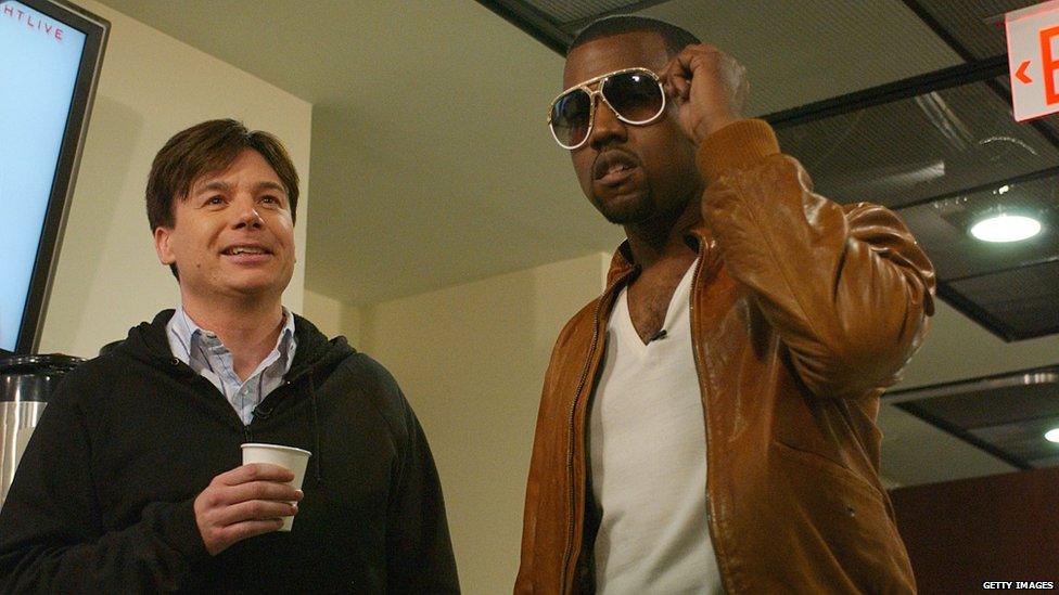 Kanye West with Mike Myers in 2005