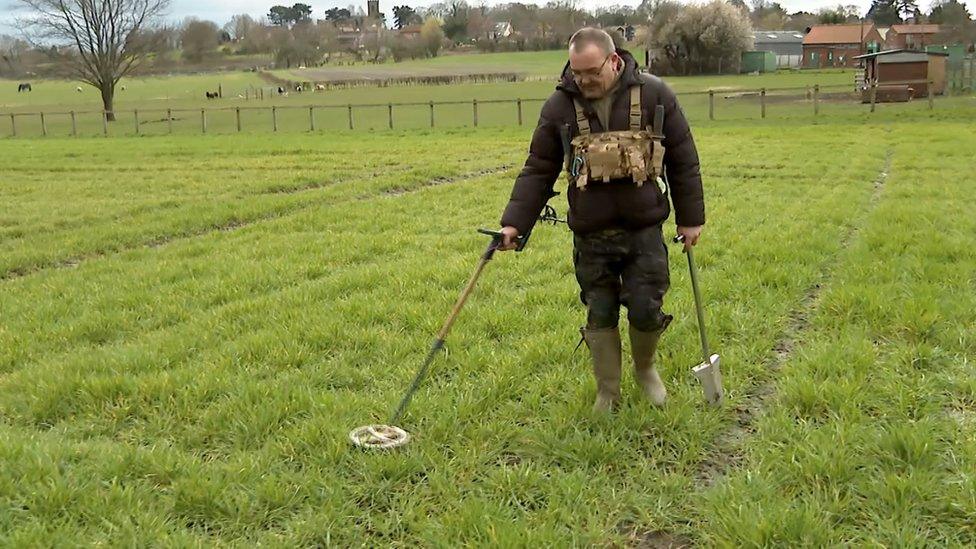 Dave Batchelor with his metal detector