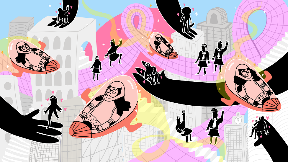 Illustration: 'It's the story of boys in skirts and girls in spaceships'