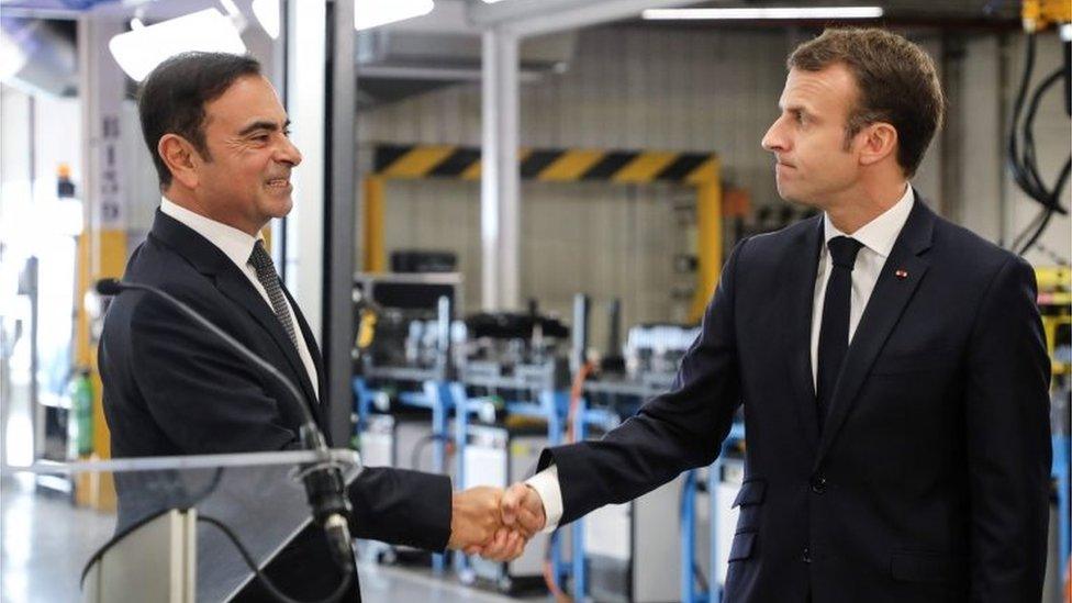 carlos ghosn and emmanuel macron