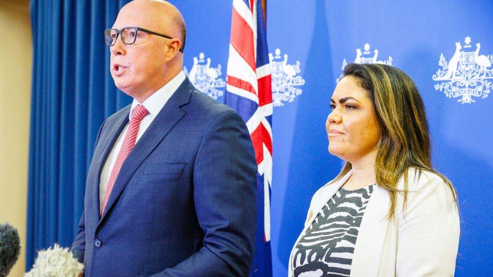 Peter Dutton with fellow No campaigner Senator Jacinta Nampijinpa Price