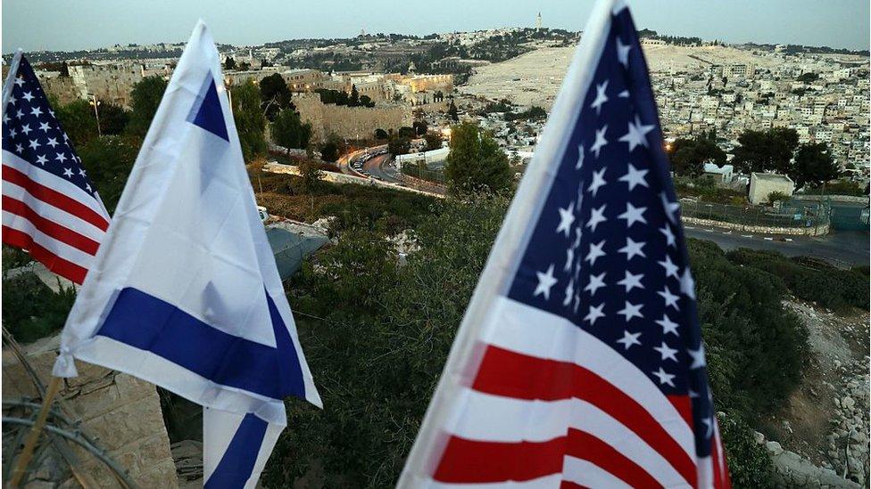 US and Israeli flags in Jerusalem (file photo)