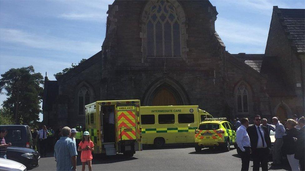 Ambulances at church