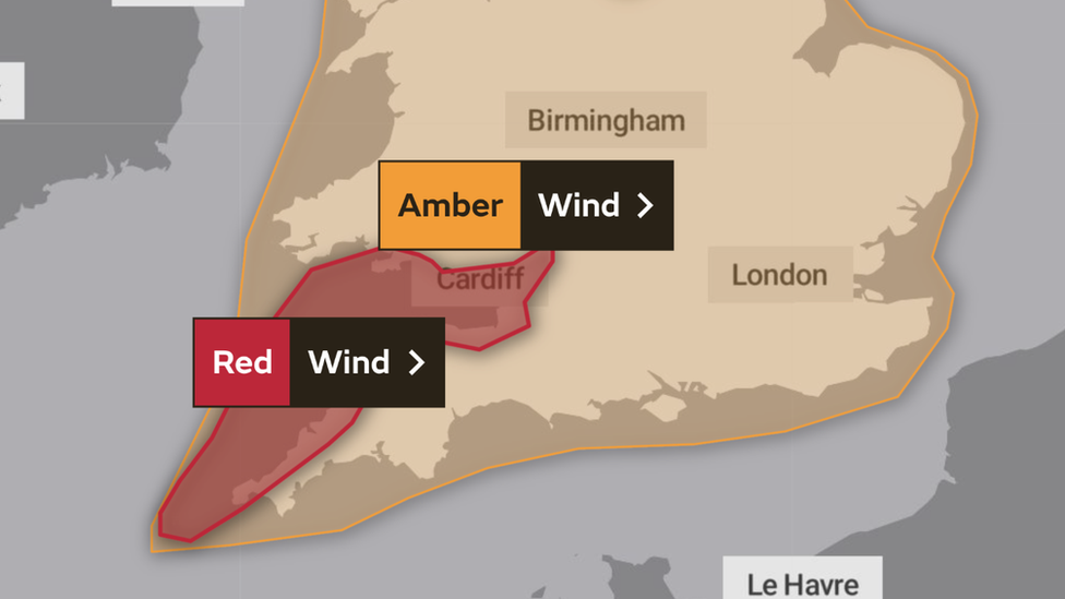 Map of weather warnings