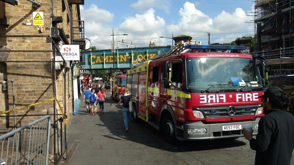 Fire engine by Camden Bridge