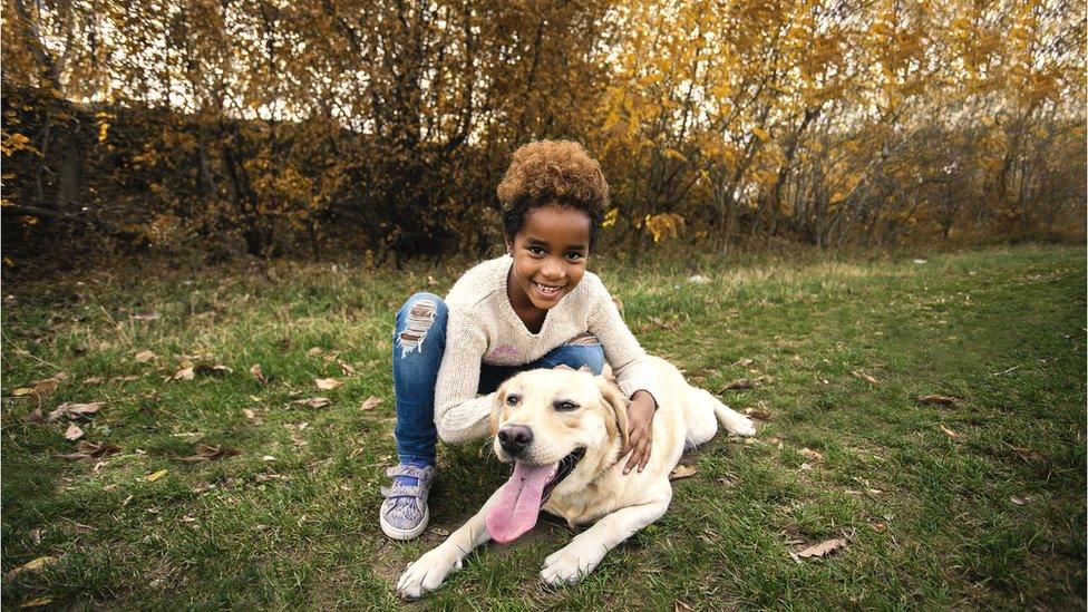 child with dog