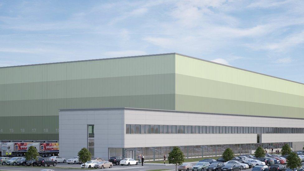 Artists impression of Aldi warehouse