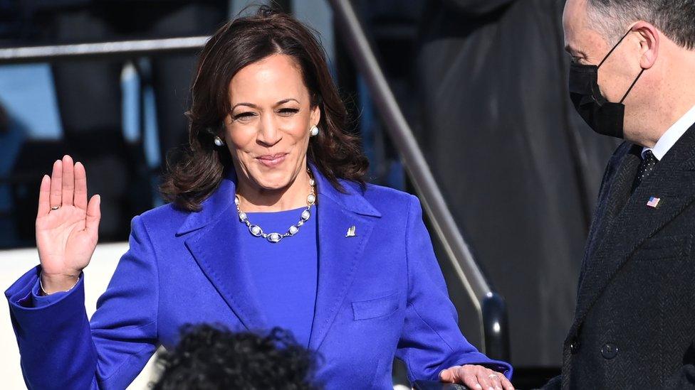 Kamala Harris taking the oath