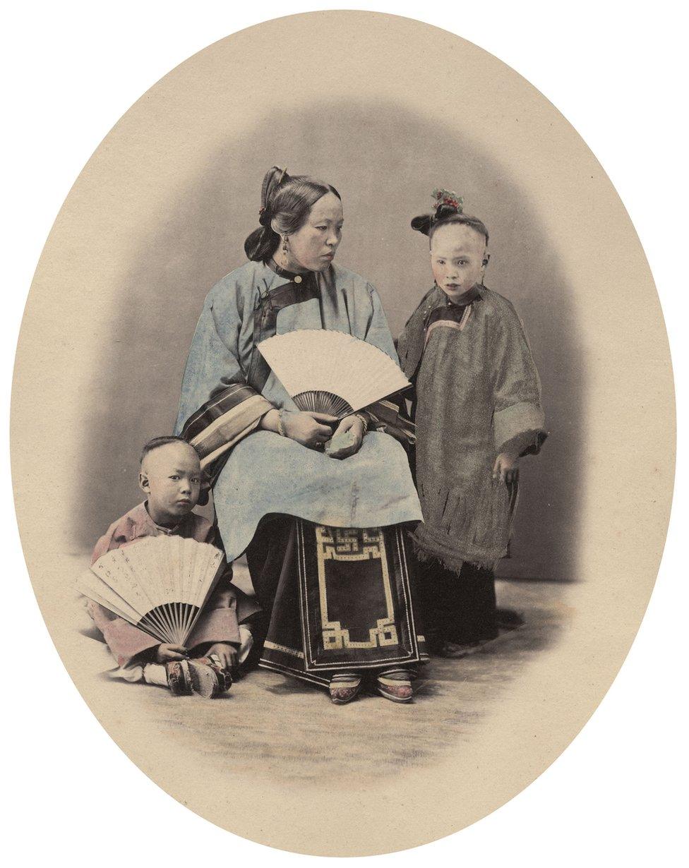 William Saunders, A Ningpo Family, 1860s-1870s. Hand-tinted albumen silver print. No. 37 in Sketches of Chinese Life and Character series