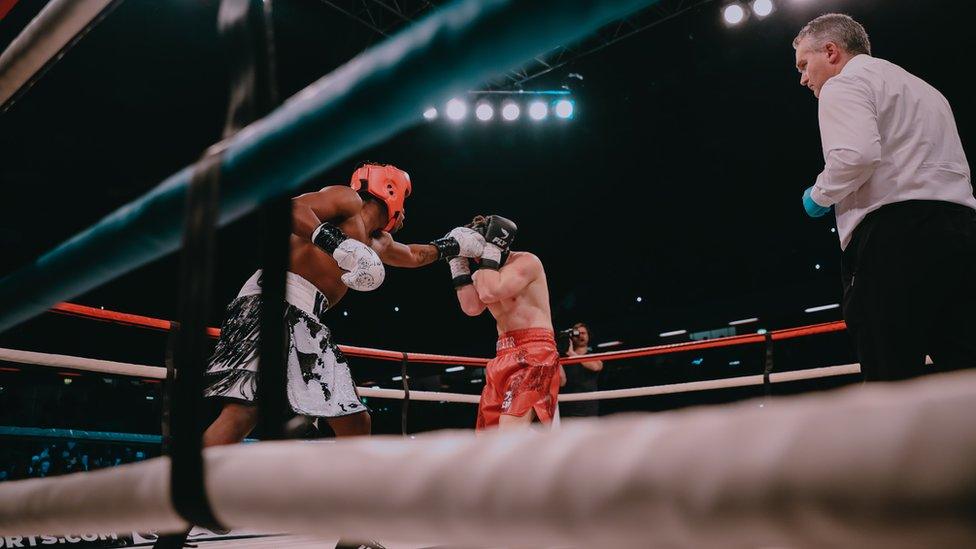 KSI in the ring against Joe Weller