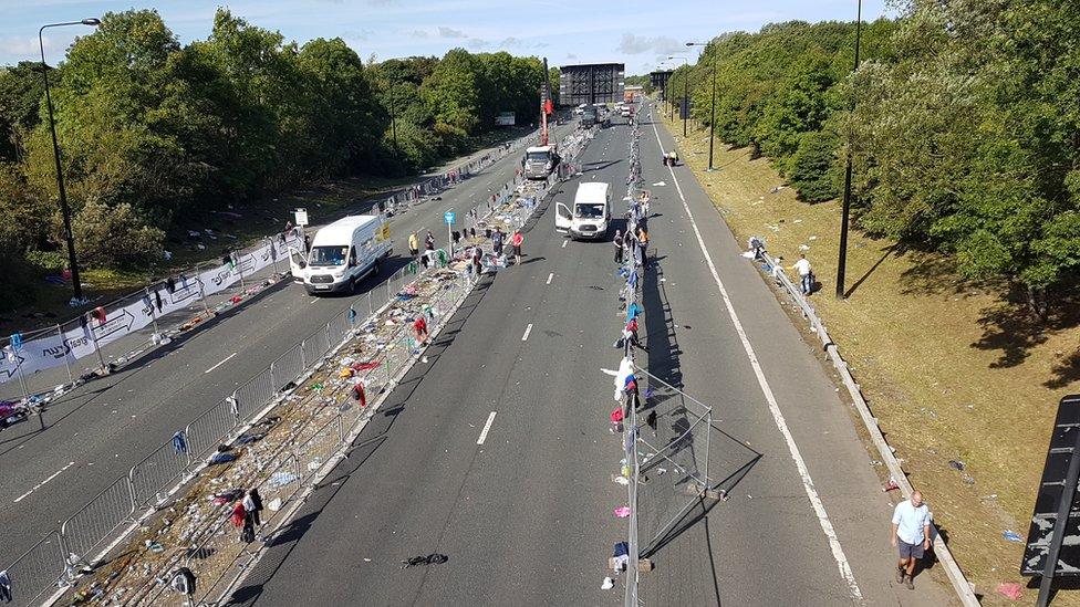 The clean-up operation on the start line area