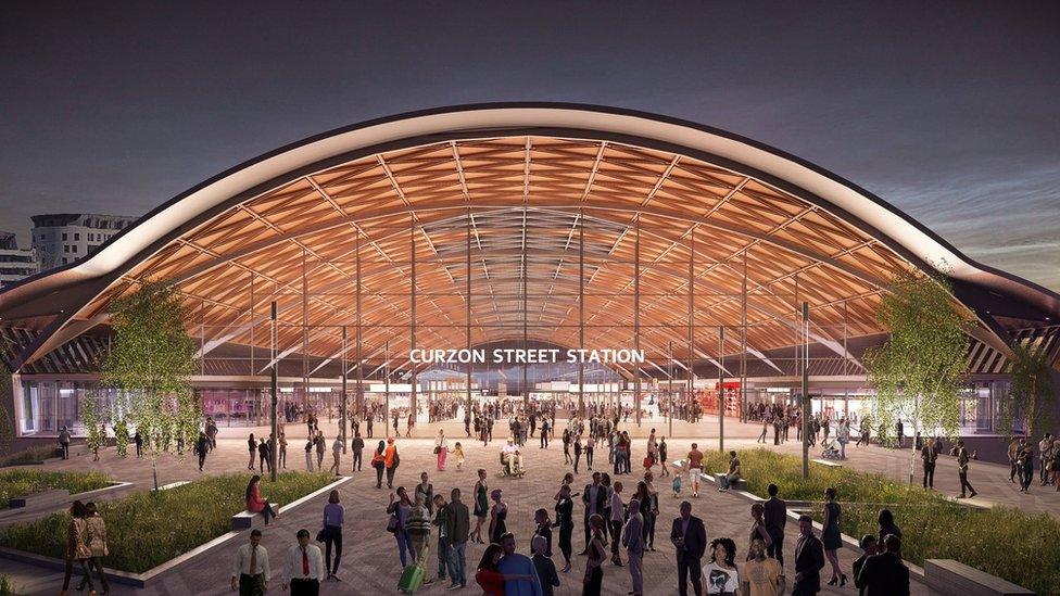 Artists impression of the planned Curzon Street station in central Birmingham