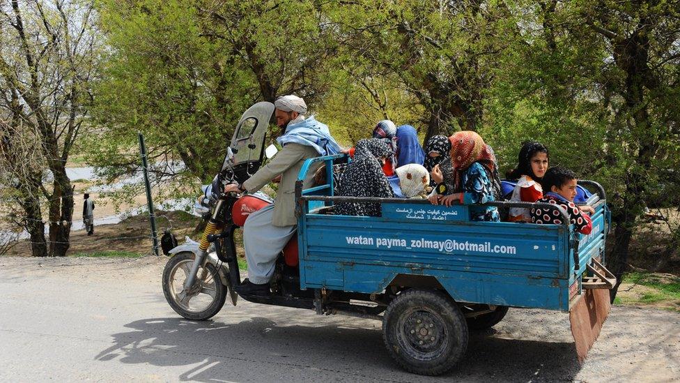 An Afghan family heads out for a picnic during Nowruz celebrations near the north-western city of Herat in 2014