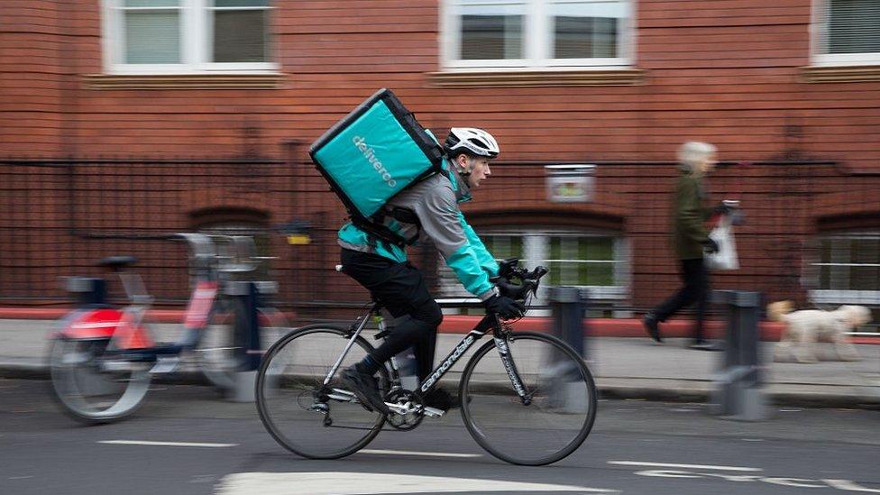 A Deliveroo driver