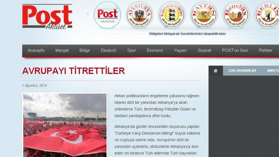 Article on the Turkish-German anti-coup demonstration on the website of Turkish-German newspaper Post Aktuel