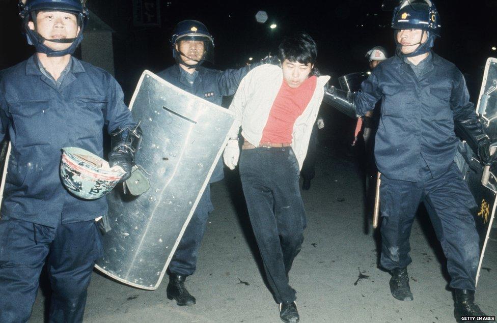 Student arrested by police during protests in Japan 1960