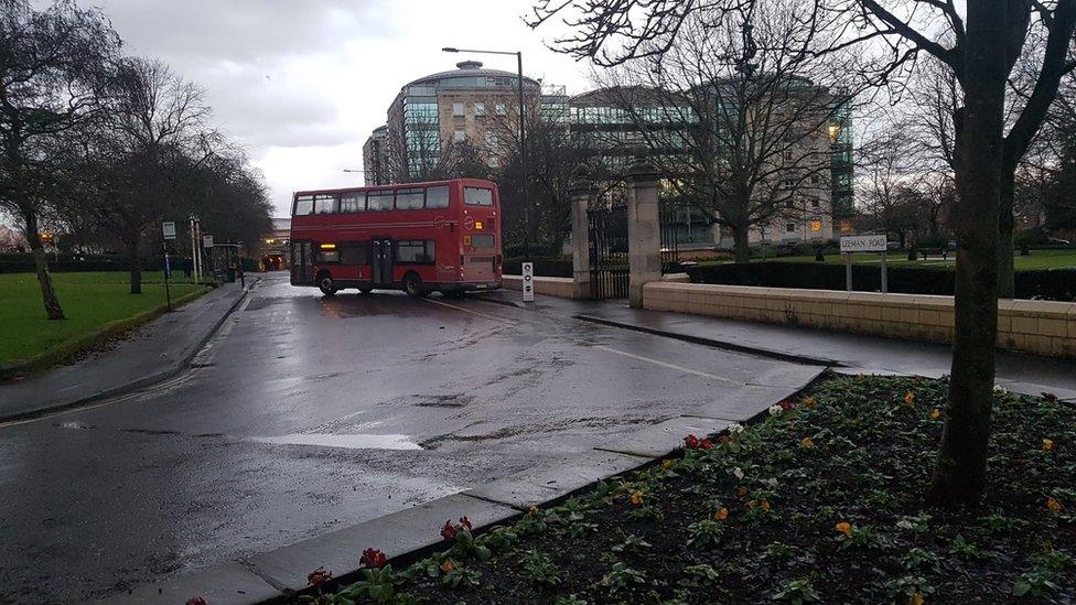 Bus skidding on ice in York