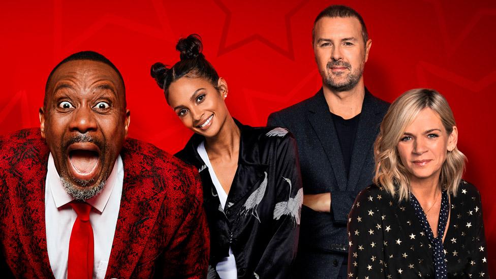 Comic Relief presenters Sir Lenny Henry, Alesha Dixon, Paddy McGuinness and Zoe Ball