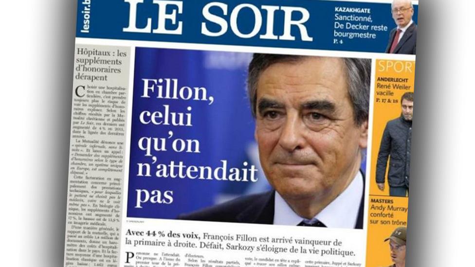 Screen grab of the online edition of Le Soir