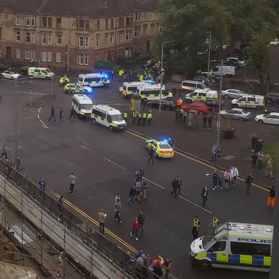 Trouble near Ibrox