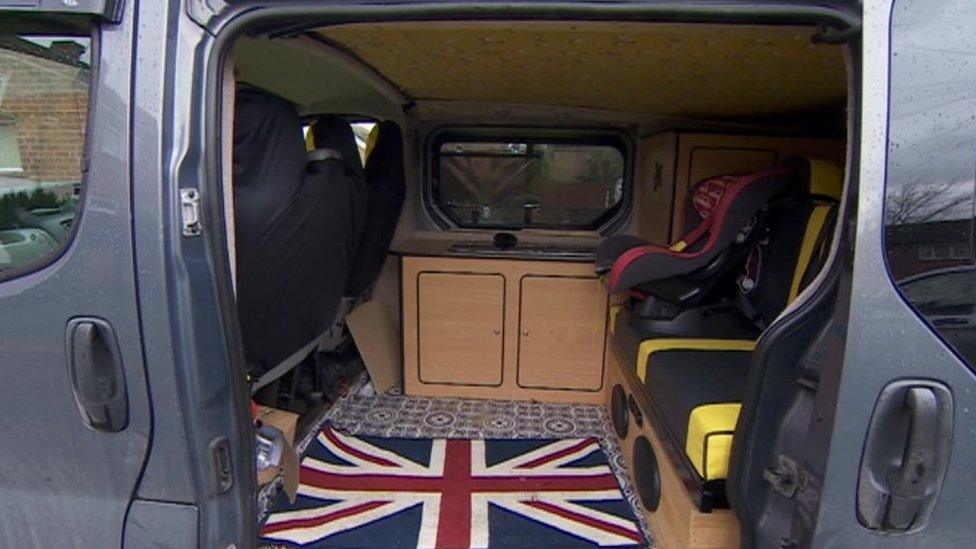 Inside the campervan