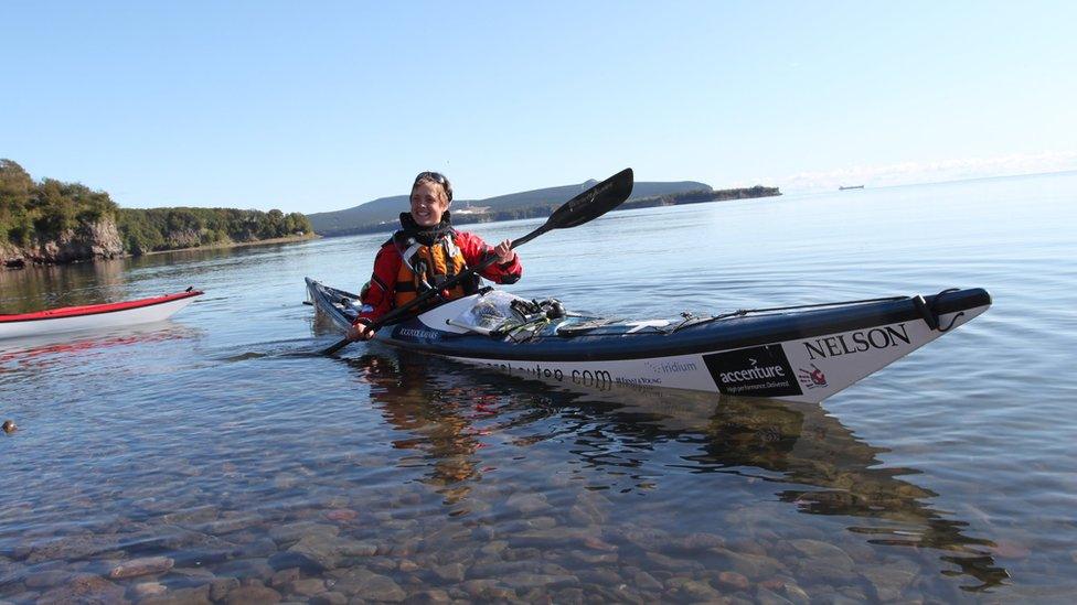 Sarah Outen in her kayak