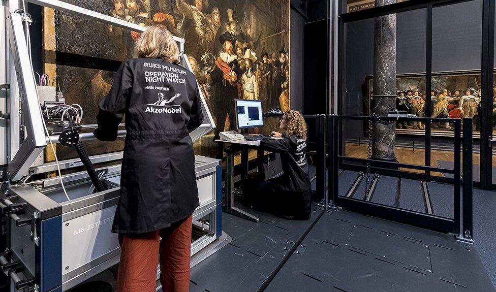 The Rijksmusem's Operation Night Watch team resumed their work this week on the restoration project