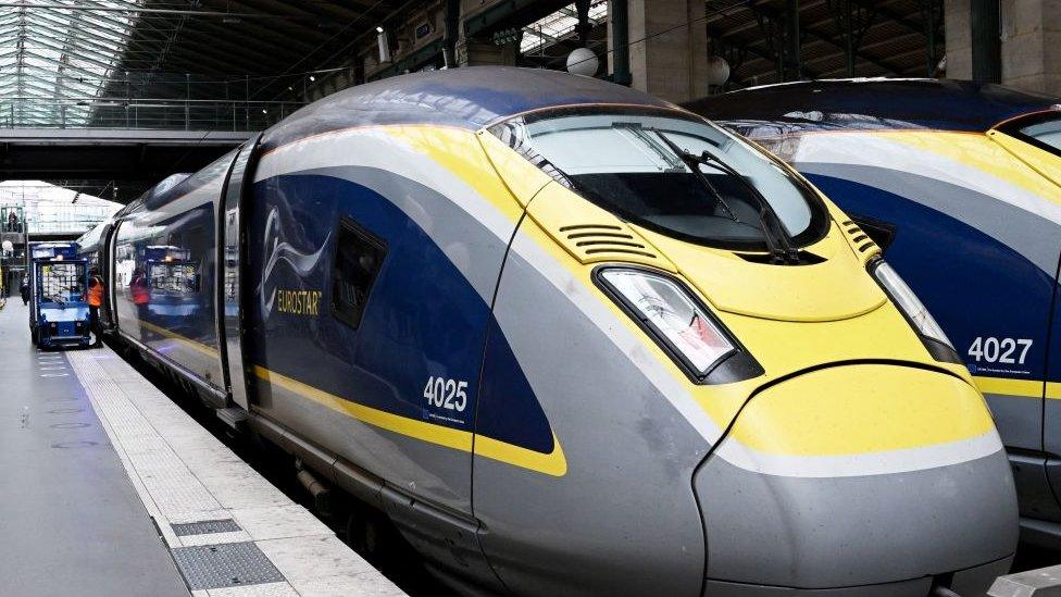 A Eurostar train at the platform