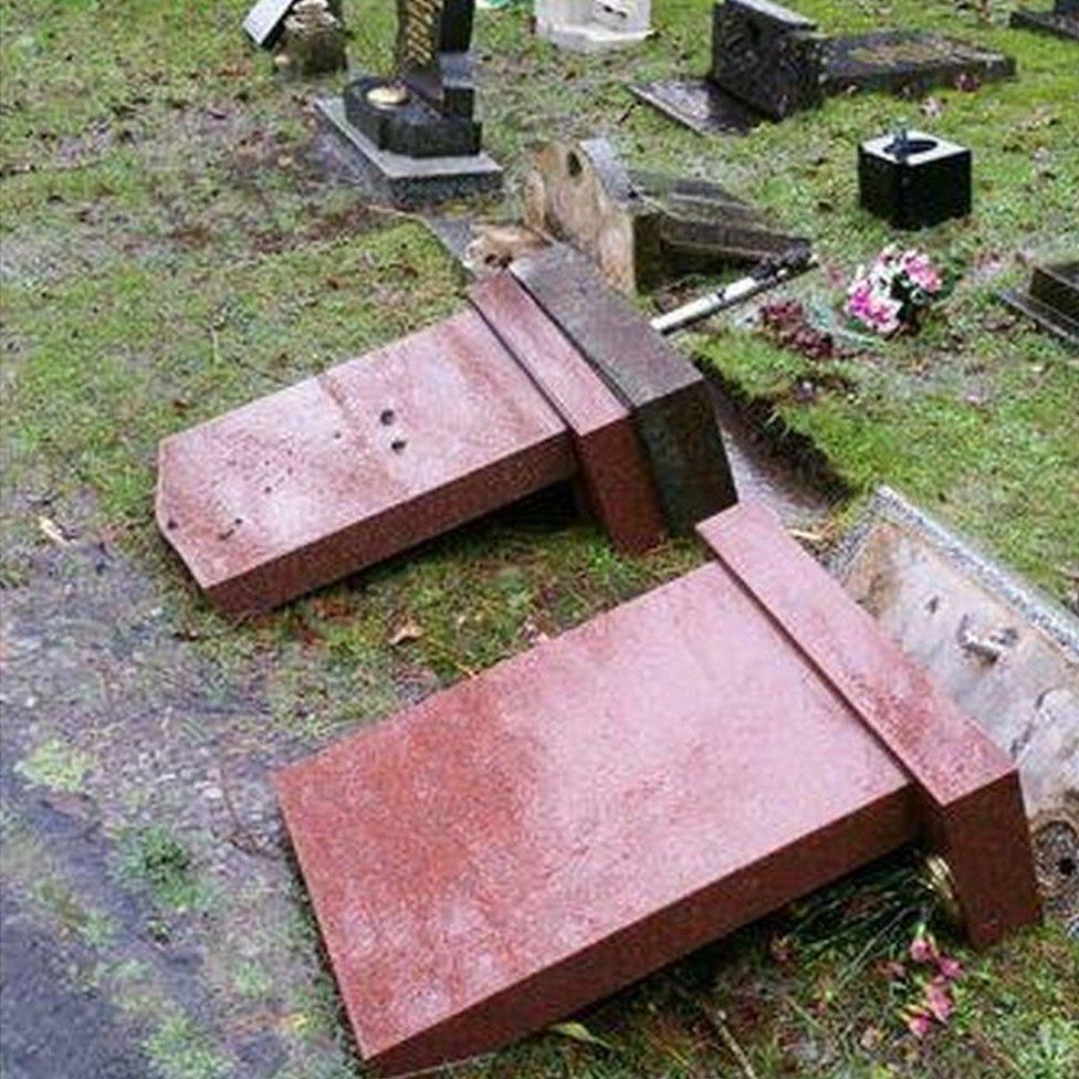 Vandalised graves in Ferndale