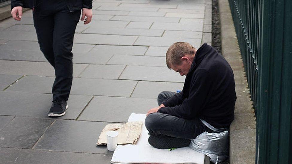 Homeless man in Edinburgh