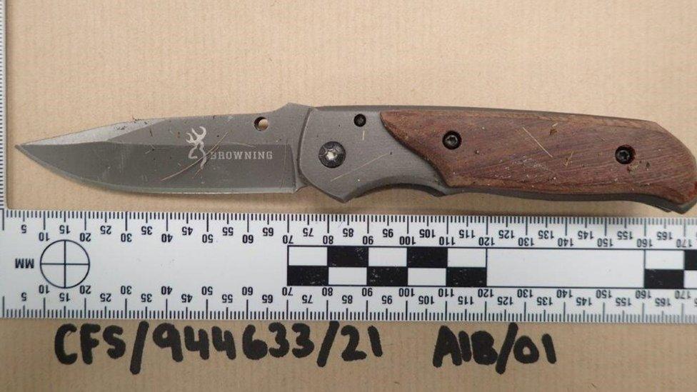 Knife which was used to stab Ava White