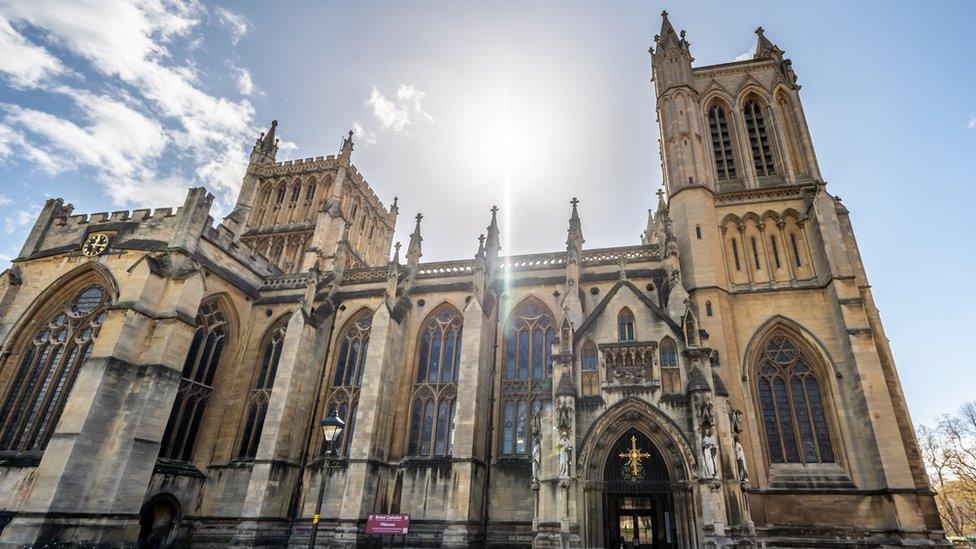 Bristol Cathedral exterior on a sunny day