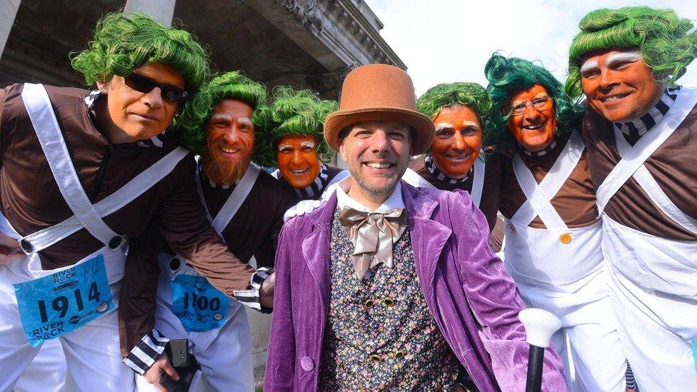 Competitors dressed as the cast from Charlie and the Chocolate Factory were among those seeking the golden ticket of success at the Belfast City Marathon