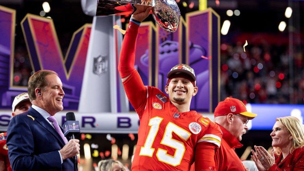 Patrick Mahomes celebrating