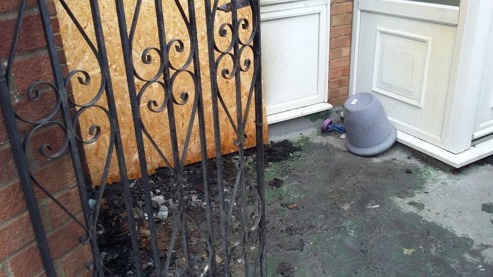 Fire debris outside a flat