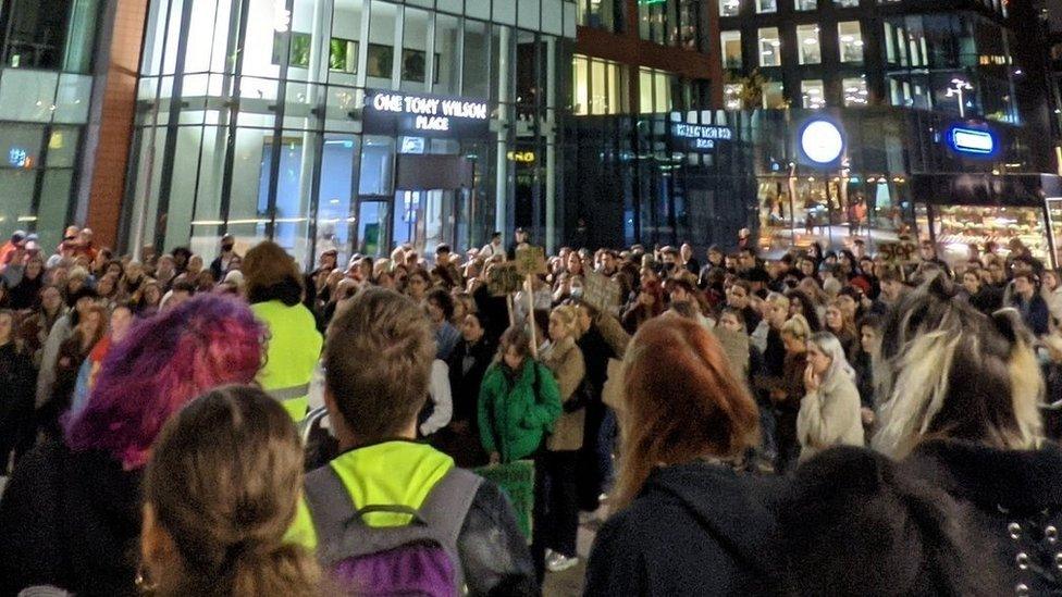 Protest in Piccadilly Gardens