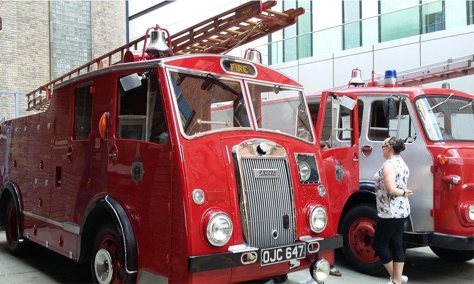 Two old fire engines