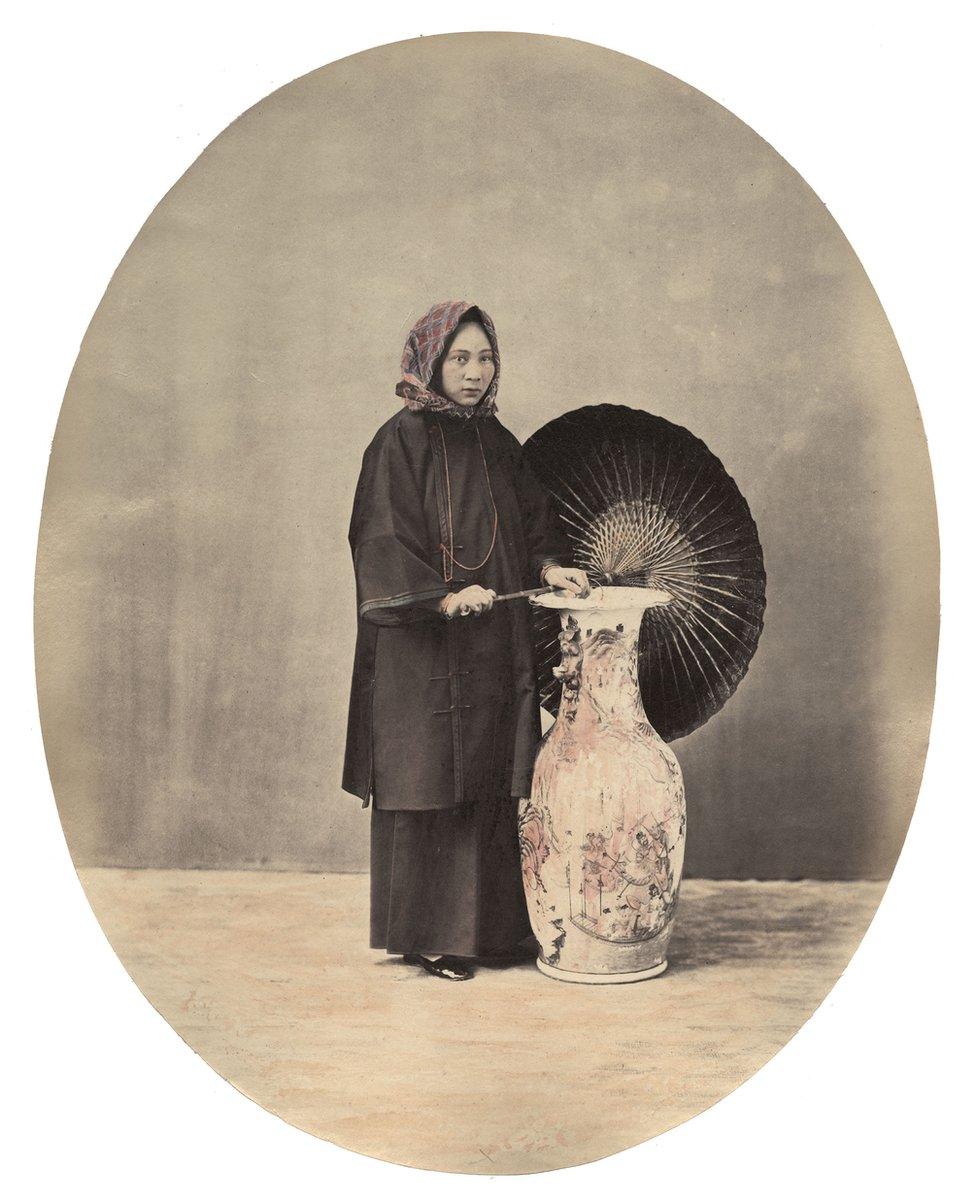 William Saunders, A Young Lady from Canton, 1860s-1870s, Hand-tinted albumen silver print. No. 25 in Sketches of Chinese Life and Character series