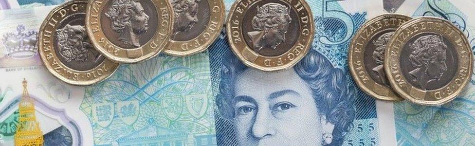 Pound coins and notes